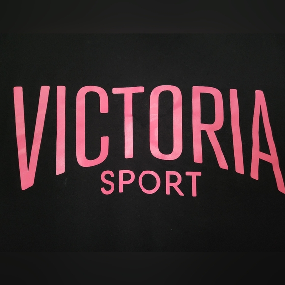 NWOT•Victoria's Secret Sport Sleeveless Tunic Razorback Hoodie•Black&Pink•Small - Picture 3 of 9